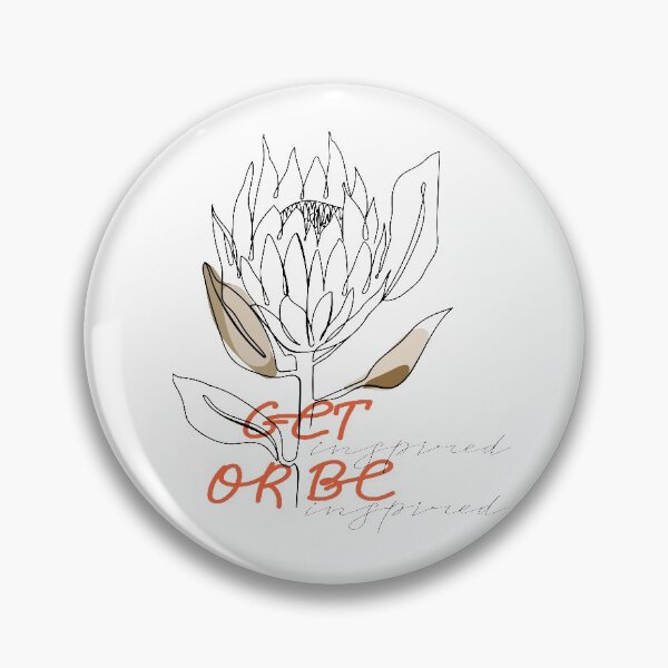 Item preview, One line protea flower with lettering. Fashion typography slogan design " Get inspired or be inspired " sign. Continuous line print. designed and sold by CoCoArt-Ua.