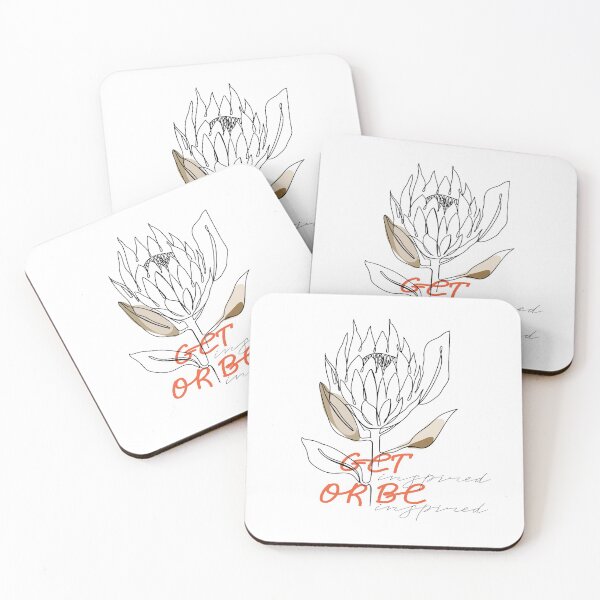 Item preview, One line protea flower with lettering. Fashion typography slogan design " Get inspired or be inspired " sign. Continuous line print. designed and sold by CoCoArt-Ua.