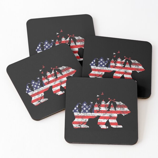 Item preview, Vintage American Flag Mountain Animals Bear designed and sold by NewTrendings.