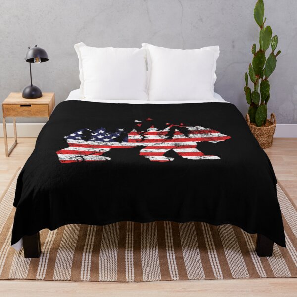 Item preview, Vintage American Flag Mountain Animals Bear designed and sold by NewTrendings.