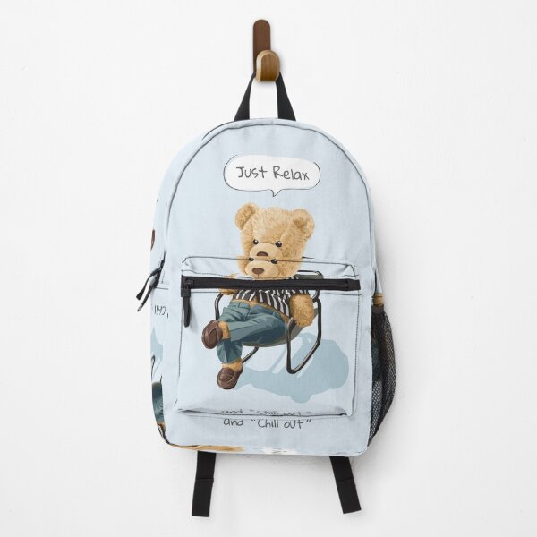 Item preview, Relax Chill Out Slogan with Cute Bear Toy Sitting Sipping Coffee Illustration designed and sold by Peekonet.