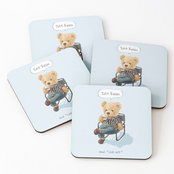 Item preview, Relax Chill Out Slogan with Cute Bear Toy Sitting Sipping Coffee Illustration designed and sold by Peekonet.