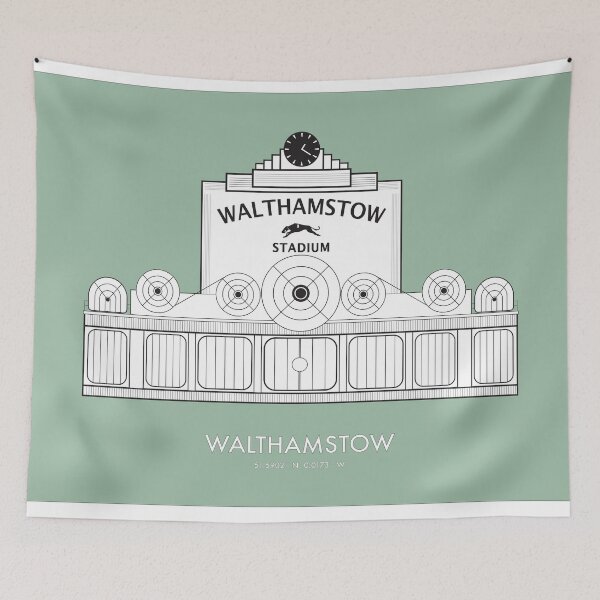 Item preview, Landscape Walthamstow Stadium,  Waltham Forest Borough of London Landmark Illustration in Green   designed and sold by Fernando G..