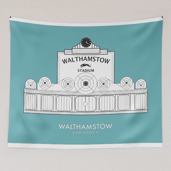 Item preview, Landscape Walthamstow Stadium,  Waltham Forest Borough of London Landmark Illustration in Blue   designed and sold by Fernando G..