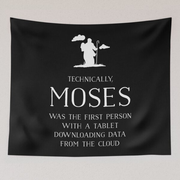Item preview, Christian T-ShirtTechnically, Moses First W_Tablet Downloading From Cloud designed and sold by GravaLamb.
