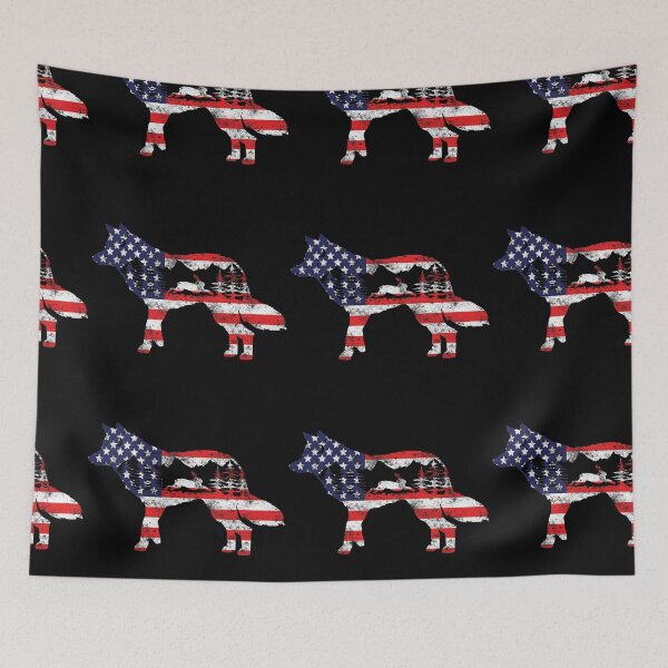 Item preview, Vintage American Flag Mountain Animals Fox designed and sold by NewTrendings.