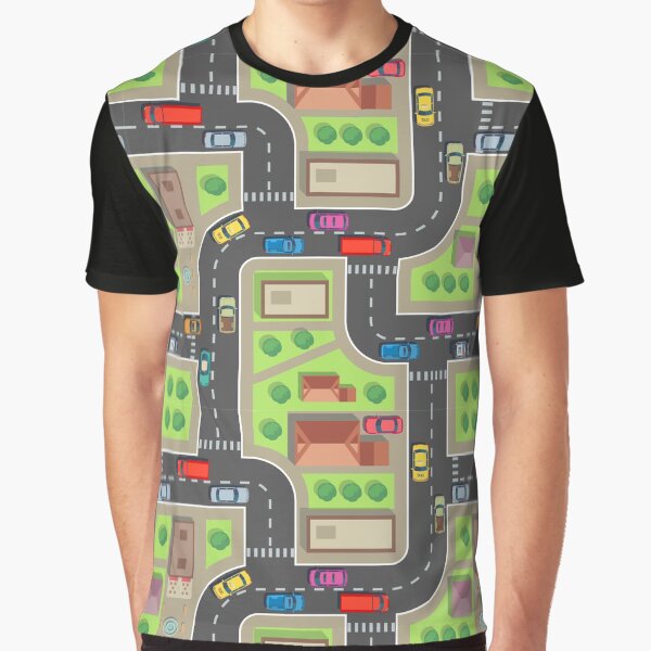 Item preview, Seamless City Map Top View Building Street with Cars Trucks designed and sold by Peekonet.