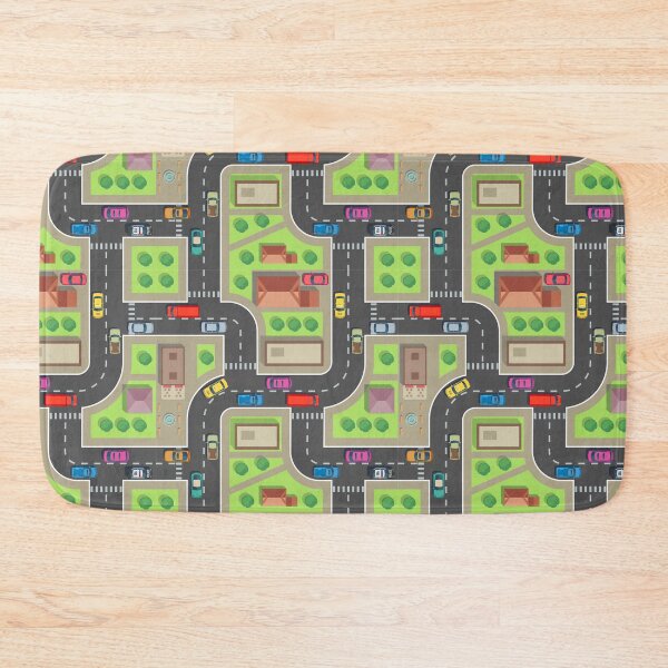 Item preview, Seamless City Map Top View Building Street with Cars Trucks designed and sold by Peekonet.