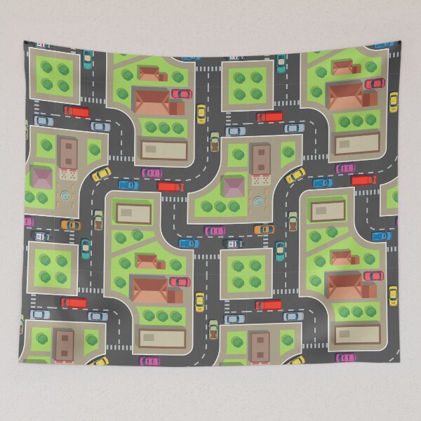 Item preview, Seamless City Map Top View Building Street with Cars Trucks designed and sold by Peekonet.