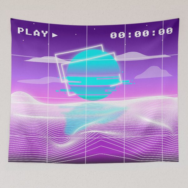 Aperçu de l'œuvre Vaporwave coucher de soleil l rétro l esthétique rétrowave créée et vendue par Bossin.