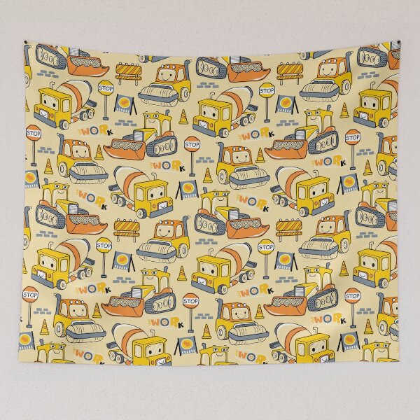 Item preview, Seamless Pattern Construction Vehicles Cartoon designed and sold by Peekonet.