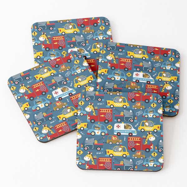 Item preview, Seamless Pattern Vehicles Cartoon with Funny Drivers designed and sold by Peekonet.