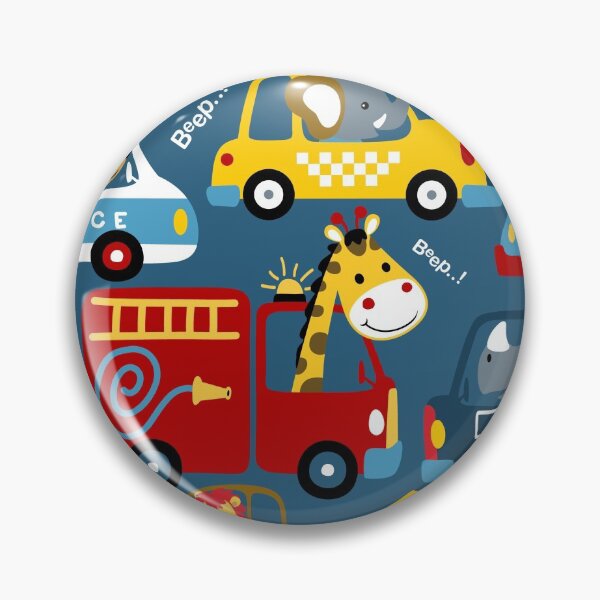 Item preview, Seamless Pattern Vehicles Cartoon with Funny Drivers designed and sold by Peekonet.