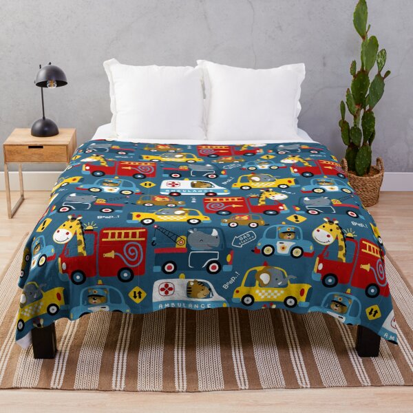 Item preview, Seamless Pattern Vehicles Cartoon with Funny Drivers designed and sold by Peekonet.