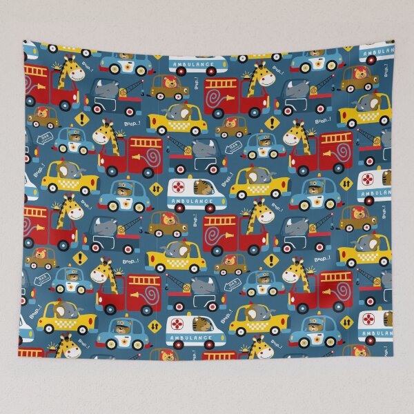Item preview, Seamless Pattern Vehicles Cartoon with Funny Drivers designed and sold by Peekonet.