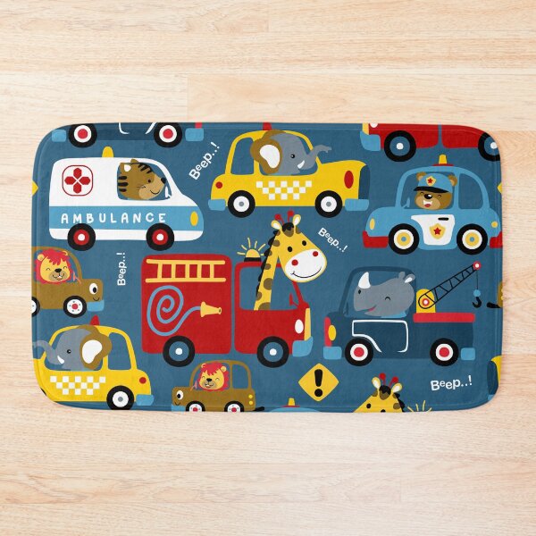 Item preview, Seamless Pattern Vehicles Cartoon with Funny Drivers designed and sold by Peekonet.
