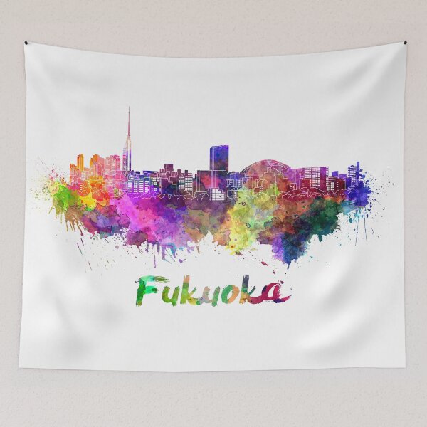 Item preview, Fukuoka skyline in watercolor designed and sold by paulrommer.