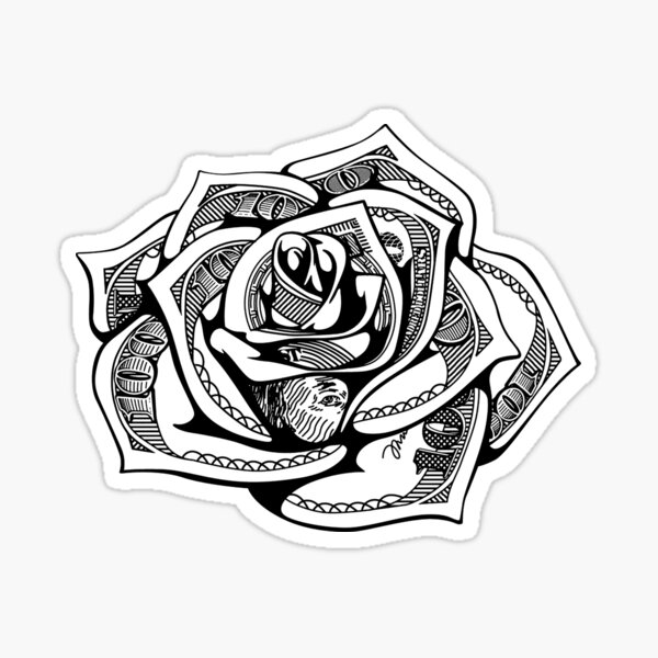 "money flower drawing black" Sticker by losDesousa Redbubble