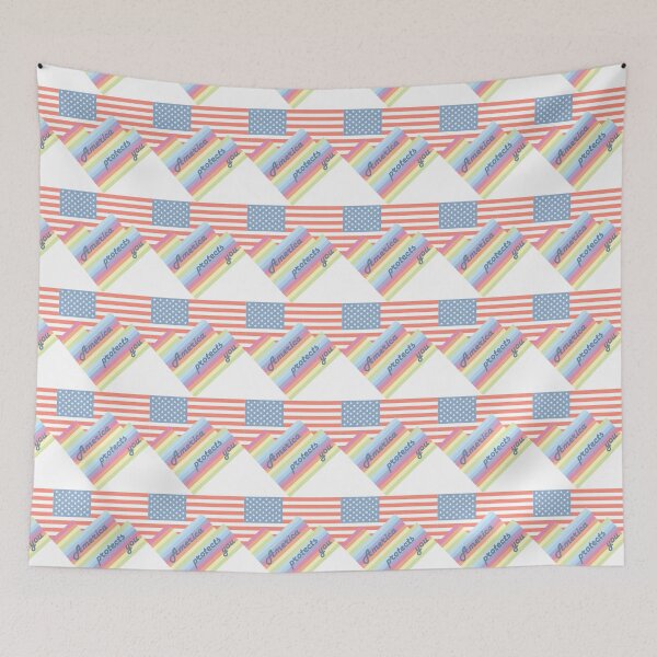 Item preview, American Flag mountains rainbow American independence America protects you designed and sold by RJuliya.