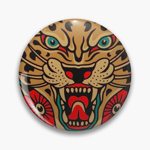 Item preview, Tiger head tattoo with red rose designed and sold by Almusawwir.