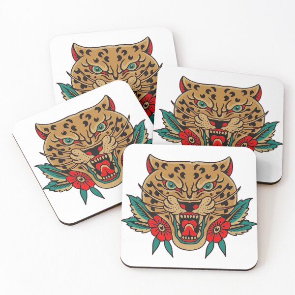 Item preview, Tiger head tattoo with red rose designed and sold by Almusawwir.
