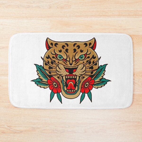 Item preview, Tiger head tattoo with red rose designed and sold by Almusawwir.
