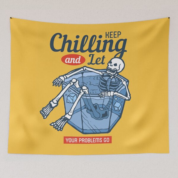 Item preview, Skull Chilling Bucket Ice Enjoying Summer Days 80s Retro Illustration designed and sold by Peekonet.
