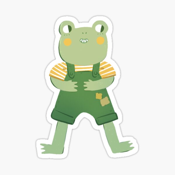 Cute Illustrated Frog In dungarees Sticker
