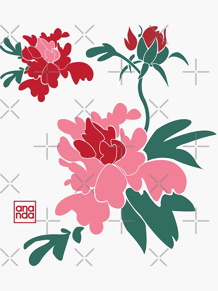 "Korean flower painting" Sticker for Sale by anandaday Redbubble
