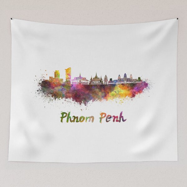 Item preview, Phnom Penh skyline in watercolor designed and sold by paulrommer.