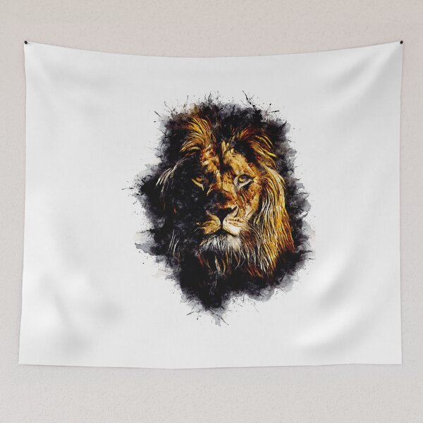 Item preview, Lion Head Abstract Animal Face Watercolor Splatter Illustration designed and sold by Naumovski.