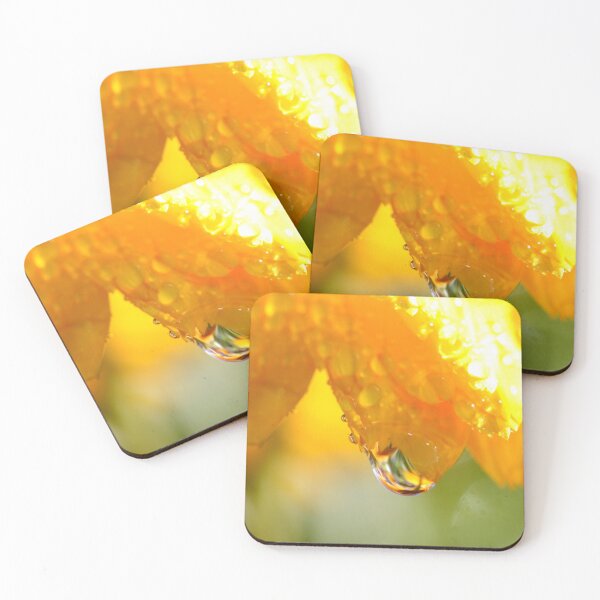 Item preview, Droplet of water tipping off calendula petal designed and sold by SarahDownunder.