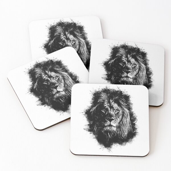Item preview, Lion Head Abstract Animal Face Ink Splatter Illustration designed and sold by Naumovski.