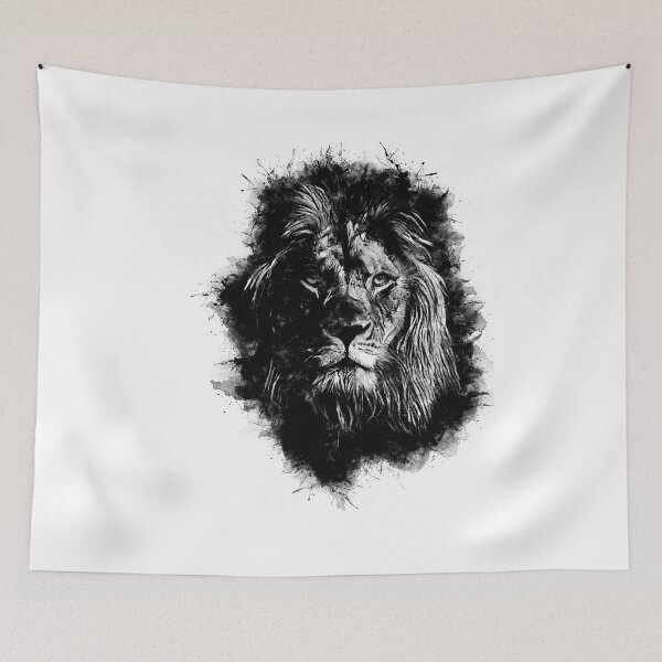 Item preview, Lion Head Abstract Animal Face Ink Splatter Illustration designed and sold by Naumovski.