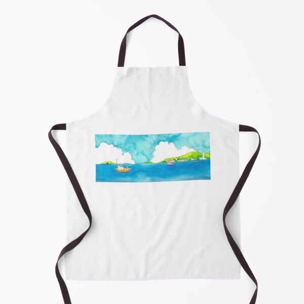 Artikelvorschau, Aquarell Sea Shore Ocean Bay Boats entworfen und verkauft von Yiran0121.