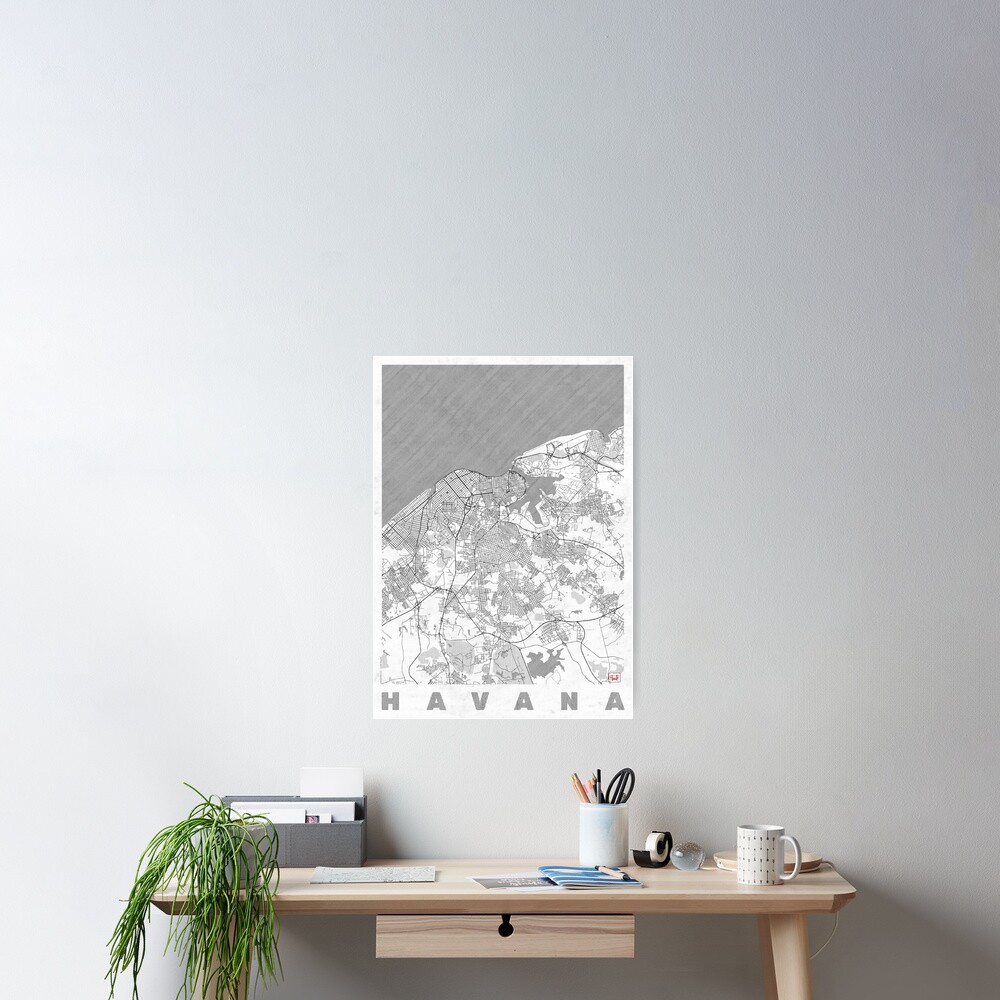 Havana Map Line Poster