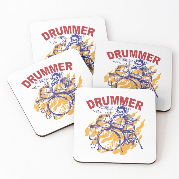 Item preview, Skull Man Playing Drum Vector Illustration designed and sold by Peekonet.