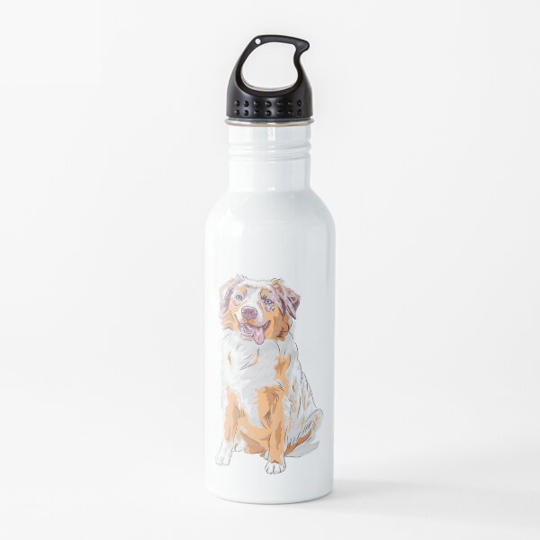 Australian Shepherd Watercolor Water Bottle