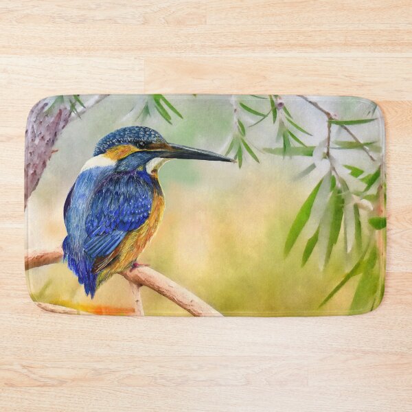 Item preview, Kingfisher Bird in Riverbed in Watercolor Painting Wildlife Artwork designed and sold by Alison Langridge.