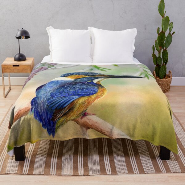 Item preview, Kingfisher Bird in Riverbed in Watercolor Painting Wildlife Artwork designed and sold by Alison Langridge.