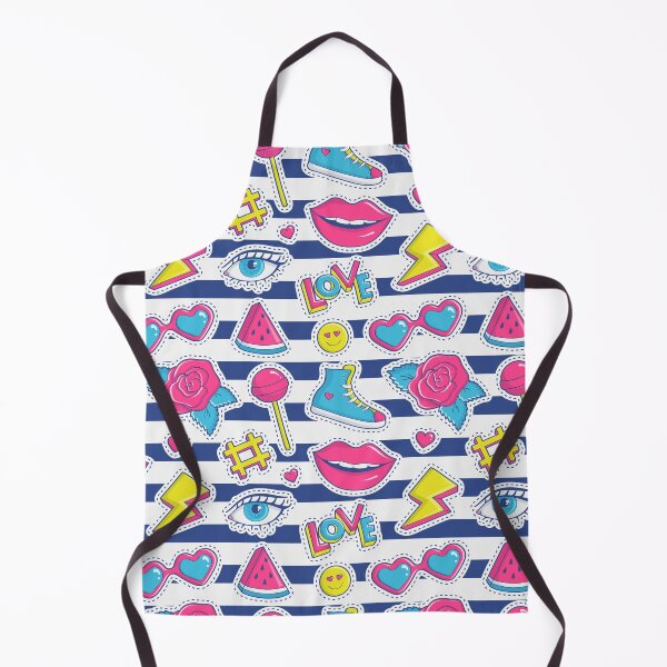 Item preview, Striped Seamless Pattern with Colorful Patch Badges Fashion Background White Pink Blue Yellow Colors designed and sold by Peekonet.