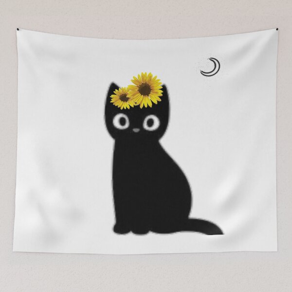 Item preview, Black cat with a sunflower  designed and sold by Hayabrand.