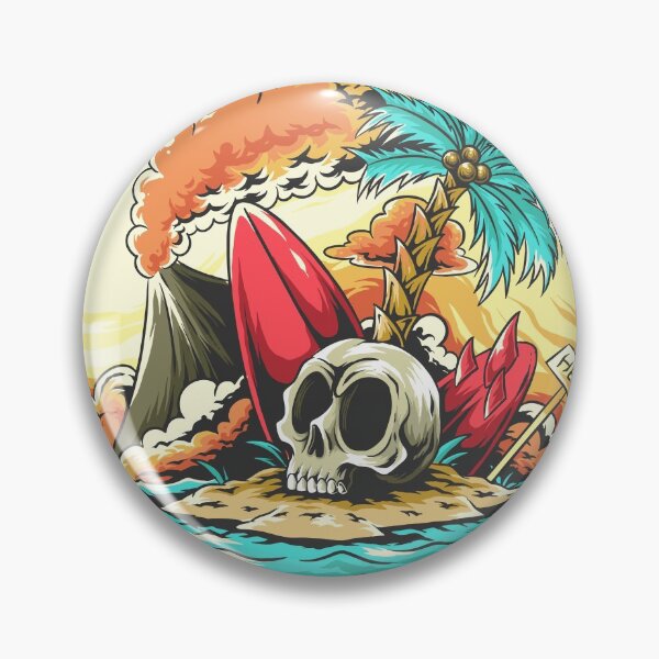 Item preview, Summer Skull Head Beach with Broken Surf Board designed and sold by Peekonet.