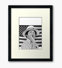 Young Obama smoking with American Flag Framed Print