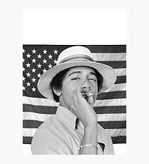 Young Obama smoking with American Flag Photographic Print