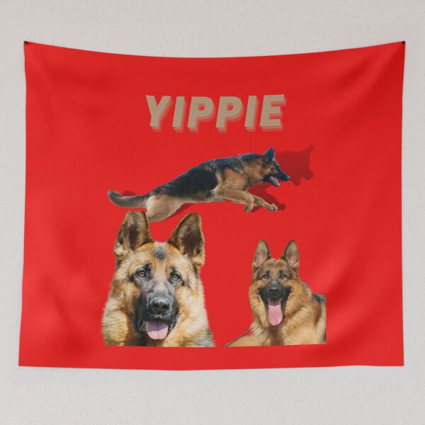 Item preview, German Shepherds Playing Jumping Yippie designed and sold by CyberVinnie.