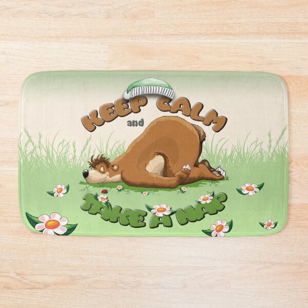 Item preview, Keep Calm and Take a Nap, Sleeping Bear and tiny cute Ladybug designed and sold by BluedarkArt.