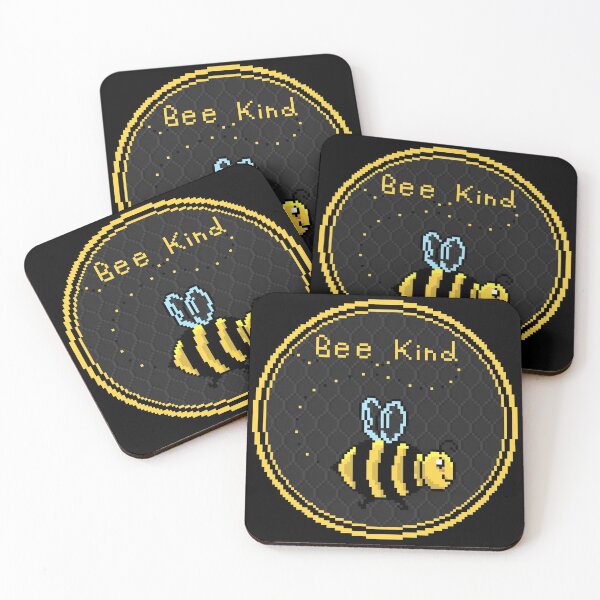 Item preview, Bee kind - Pixelated bees - sunflower bee honeycomb pattern designed and sold by For the love of Pixels.