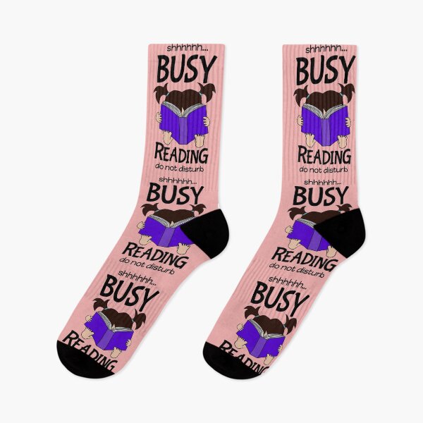 Item preview, shh... Busy Reading Do Not Disturb, brunette pigtails designed and sold by nutmegfairy.