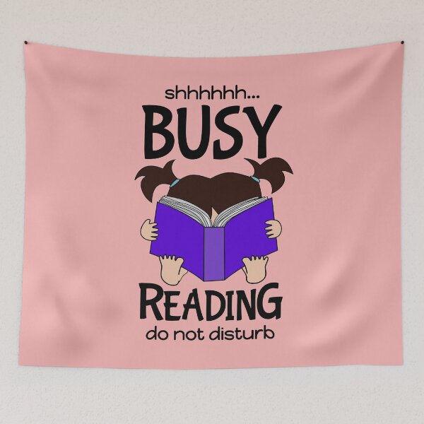Item preview, shh... Busy Reading Do Not Disturb, brunette pigtails designed and sold by nutmegfairy.